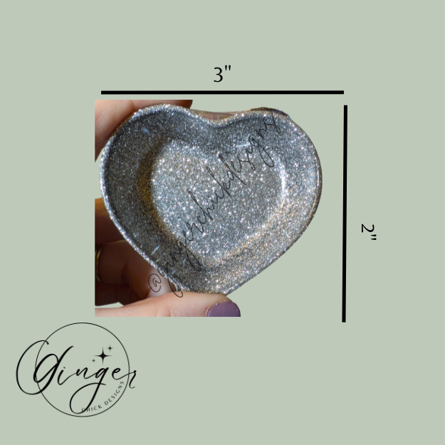 Silver Glitter Heart Trinket Dish