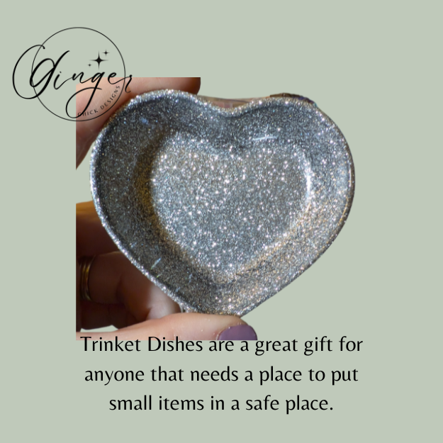 Silver Glitter Heart Trinket Dish