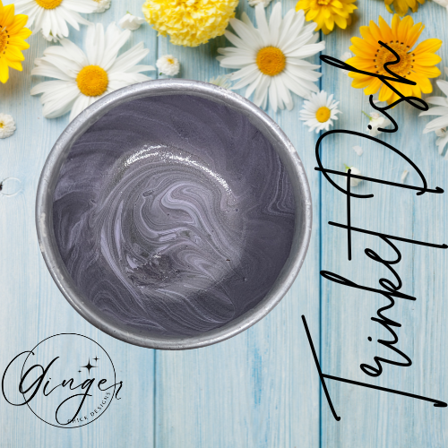 Silver Swirl Paint Pour Trinket Dish