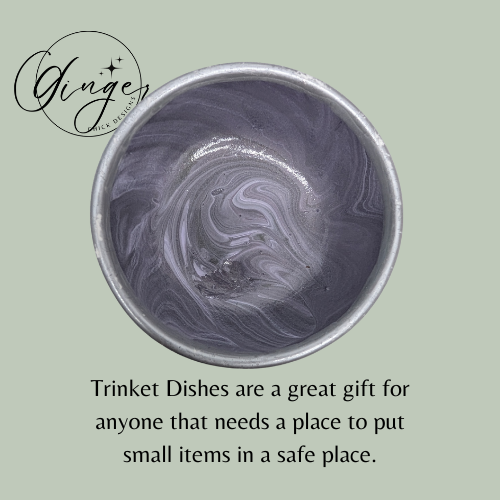 Silver Swirl Paint Pour Trinket Dish