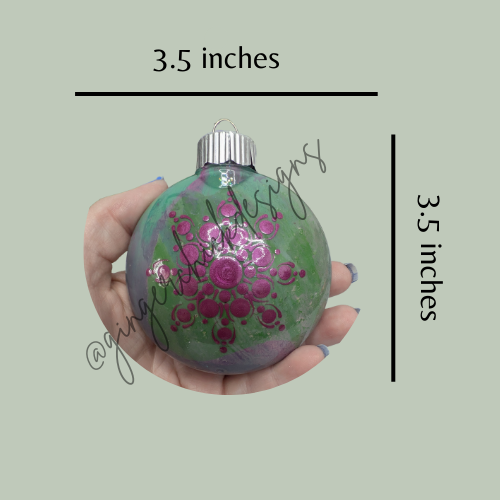 Green and Magenta Mandala Art Round Disc Ornament