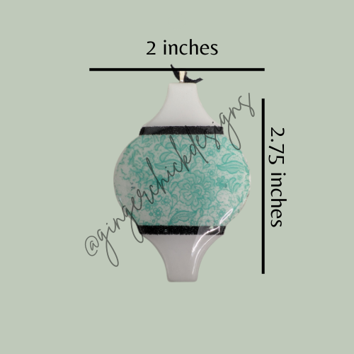 Teal Lace Ceramic Tile Ornament