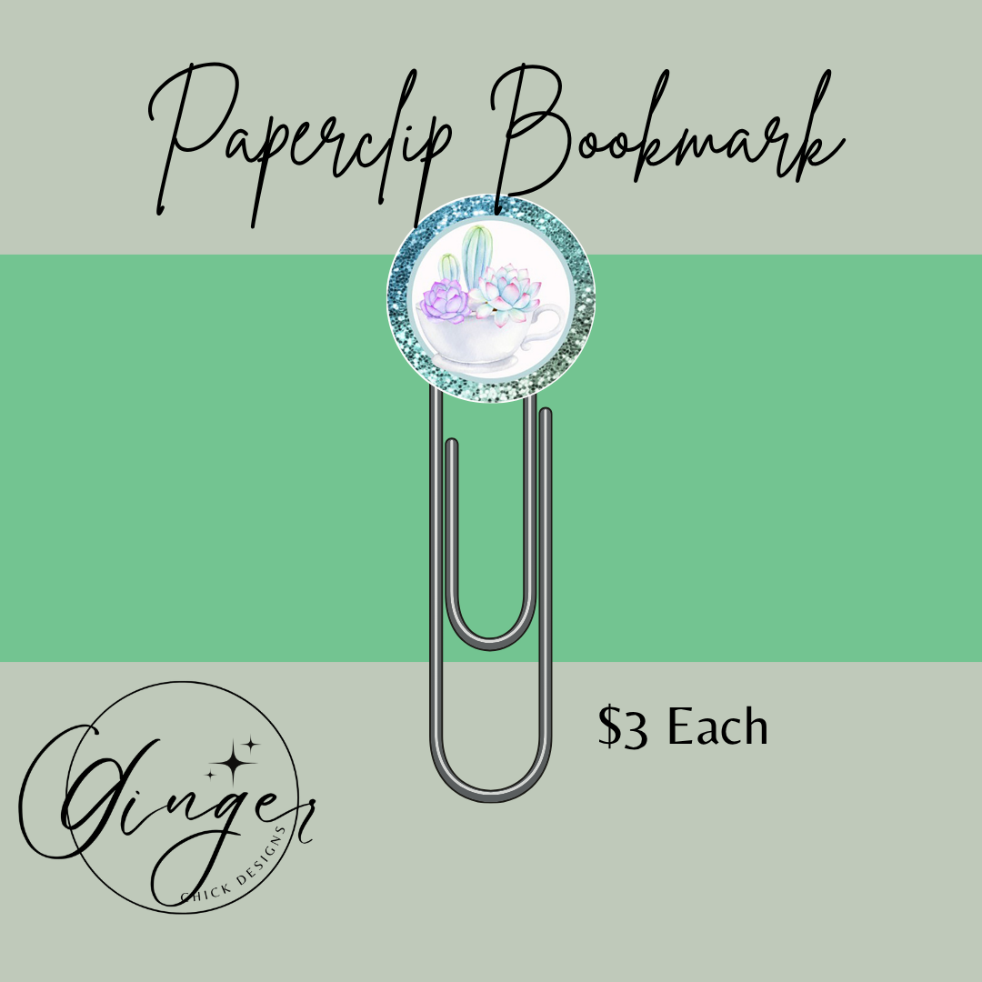 Succulent Cup 3-Inch Paperclip Bookmark