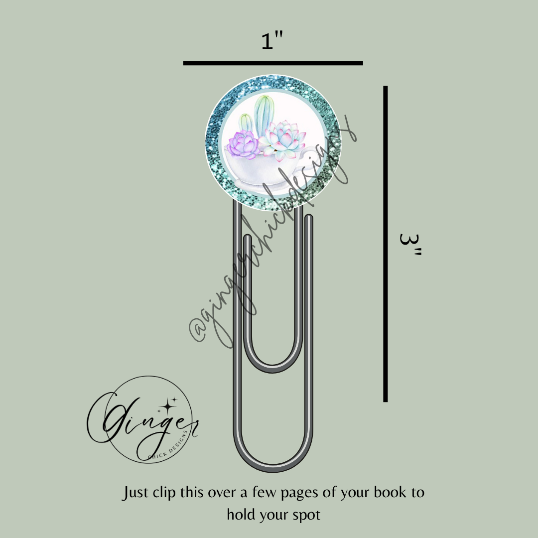 Succulent Cup 3-Inch Paperclip Bookmark