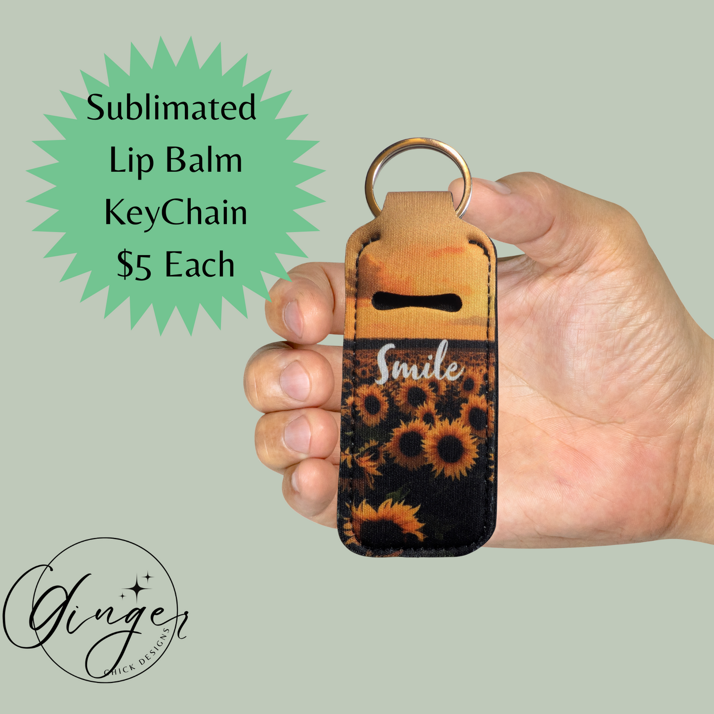 Smile Sunflowers Lip Balm Keychain