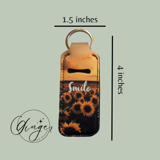 Smile Sunflowers Lip Balm Keychain