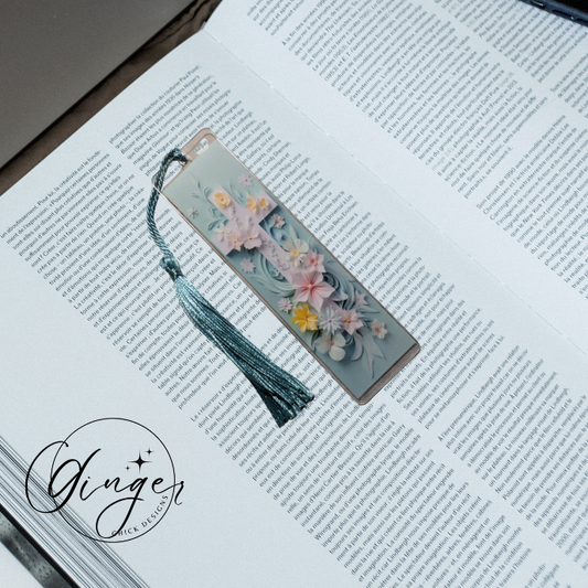 Teal Cross Acrylic Bookmarks