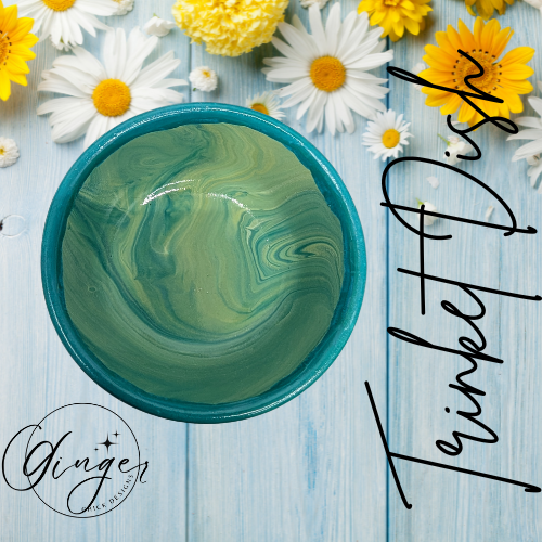 Tropical Sea Paint Pour Trinket Dish