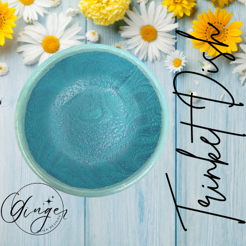 Turquoise Paint Pour Trinket Dish
