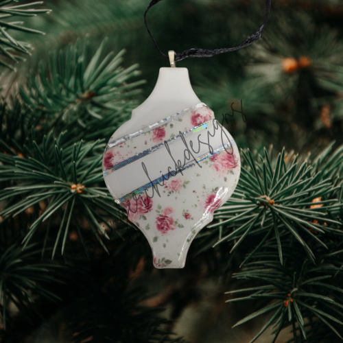 Victoria Flowers Ceramic Tile Ornament