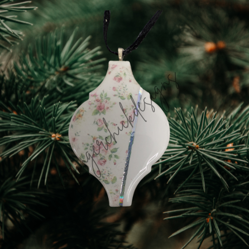 Victorian Roses Ceramic Tile Ornament