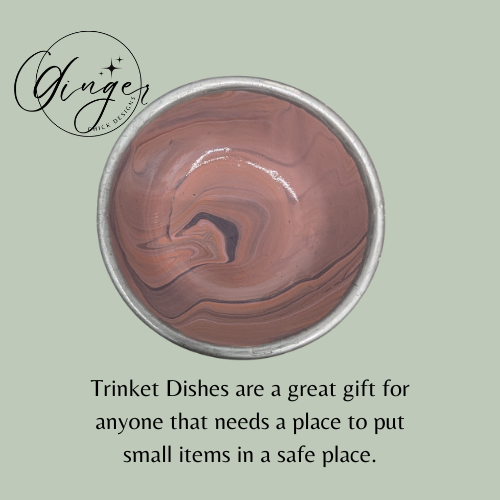 Vintage Blush Paint Pour Trinket Dish