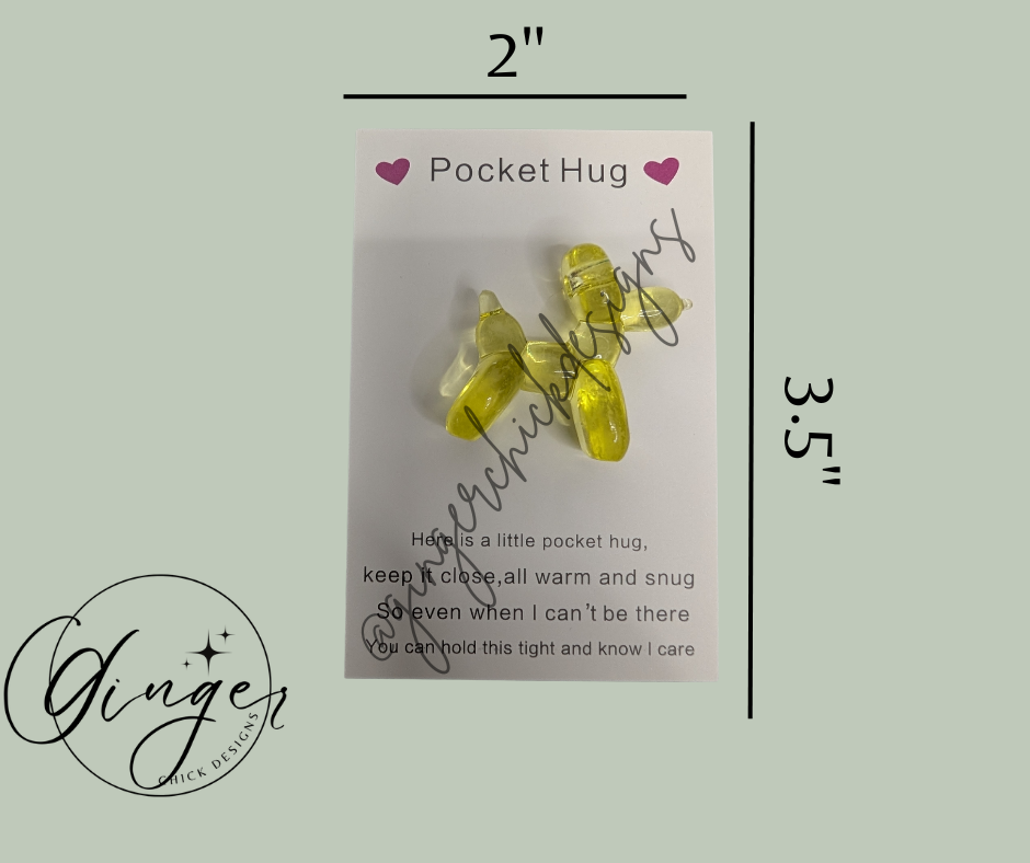 Yellow Balloon Dog Pocket Hug