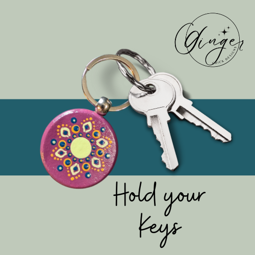 Yellow Diamond Mandala Dot Keychain