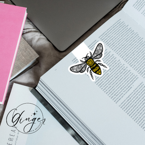 Zentangle Bumble Bee Magnetic Bookmark
