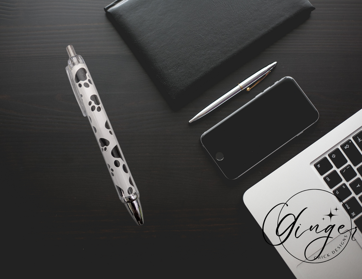 Black and White Paw Print Gel Pen
