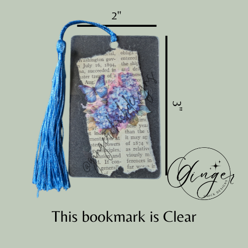Blue Hydranga Dictionary Acrylic Bookmark