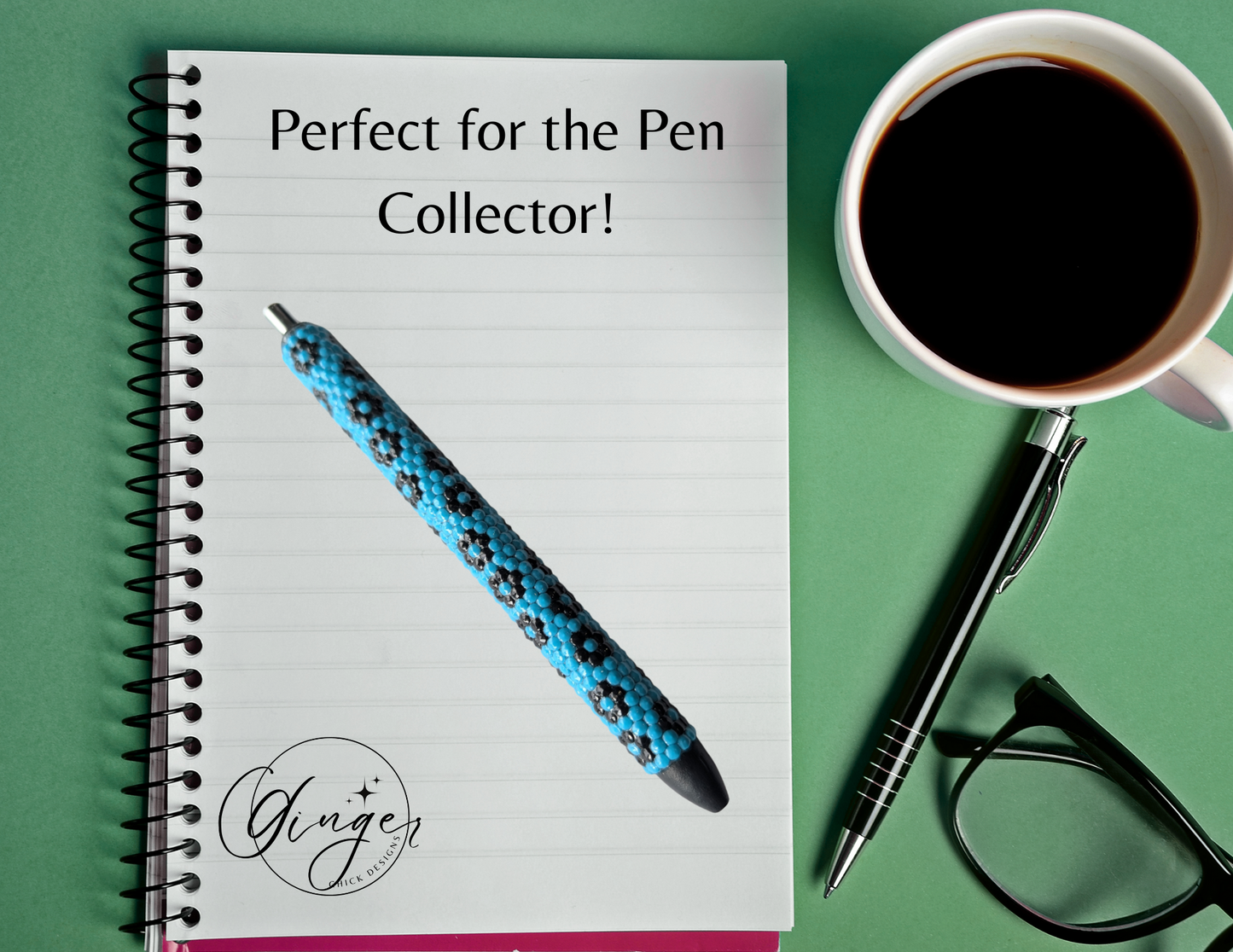 Blue with black flowers Diamond Art Ink Joy Gel Pen