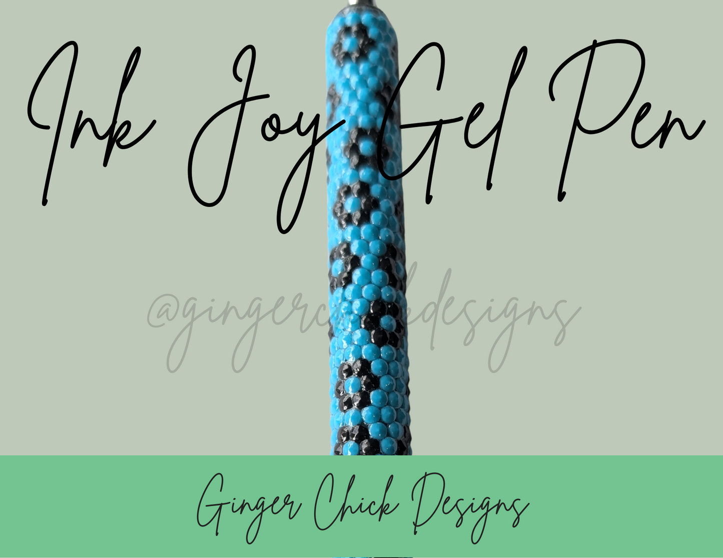 Blue with black flowers Diamond Art Ink Joy Gel Pen