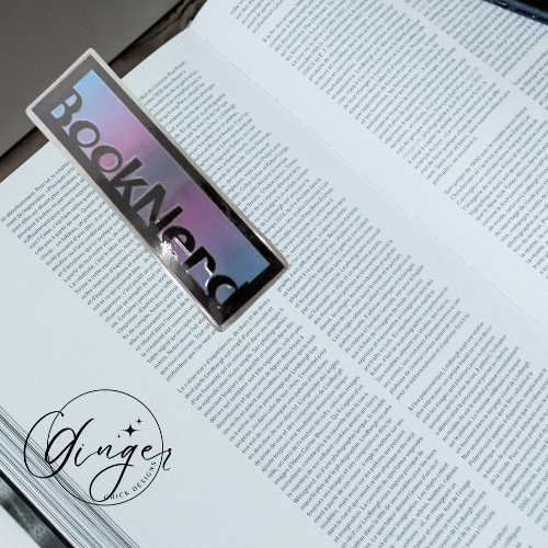 Booknerd Laminated Bookmark with Pink & Blue