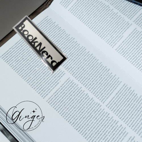 Booknerd Laminated Bookmark with White Glitter