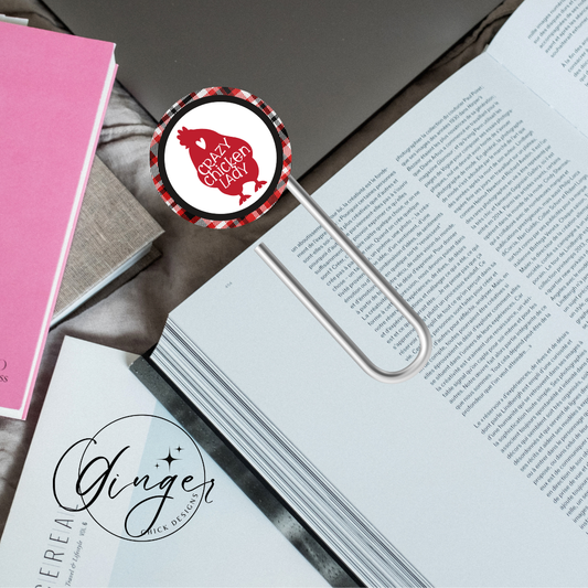Crazy Chicken Lady 3-Inch Paperclip Bookmark