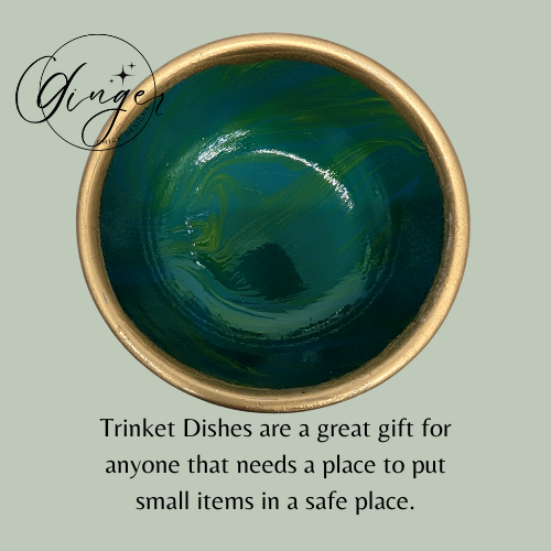 Emerald City Paint Pour Trinket Dish