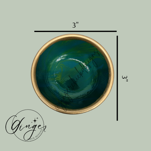 Emerald City Paint Pour Trinket Dish