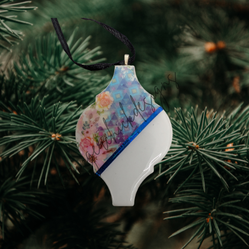 Flower Quilt Ceramic Tile Ornament