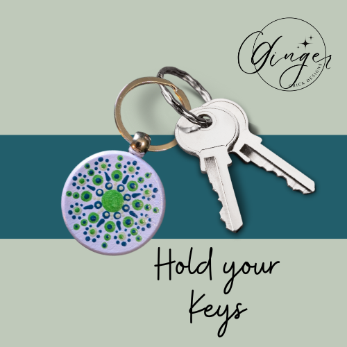 Green Fireworks Mandala Dot Keychain