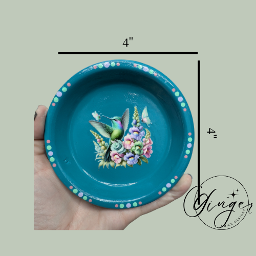 Hummingbird Mixed Media Art Trinket Dish
