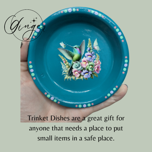 Hummingbird Mixed Media Art Trinket Dish