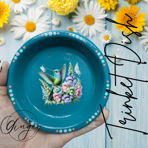 Hummingbird Mixed Media Art Trinket Dish