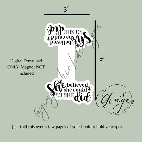 Magnetic Bookmark Instant Download, bookish merch, cute bookmarks, bookworm gift, reading bookmark, bibliophile, book accessories