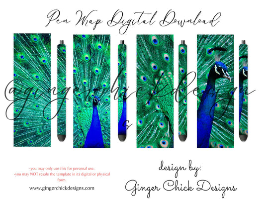 Pen Wraps | Pen skins | Peacocks | 4 designs | PNG/JPEG