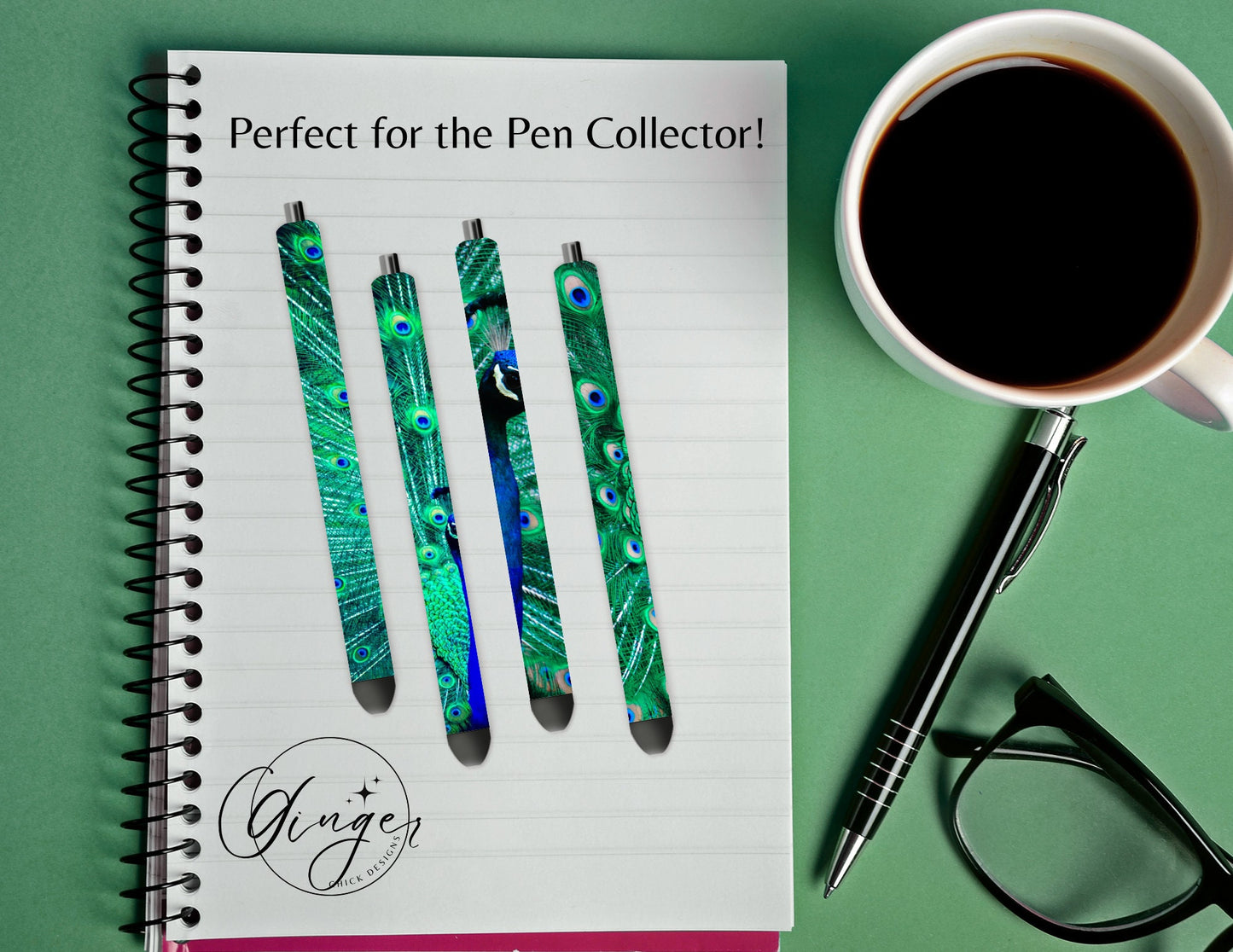 Pen Wraps | Pen skins | Peacocks | 4 designs | PNG/JPEG