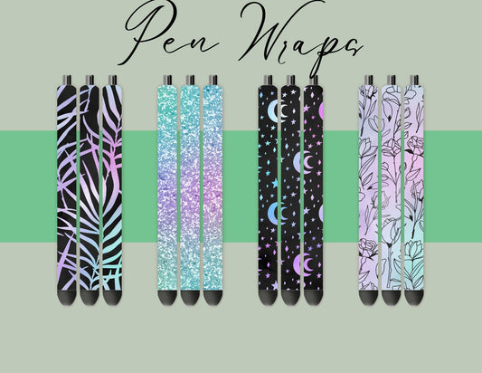 Pen Wraps | Pen skins | Holographic | 4 designs | PNG/JPEG