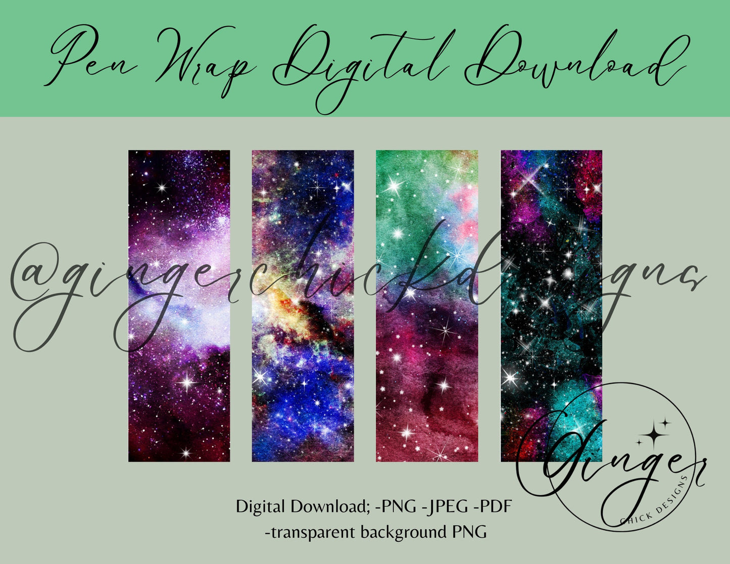 Pen Wraps | Pen skins | Galaxy print | 4 designs | PNG/JPEG