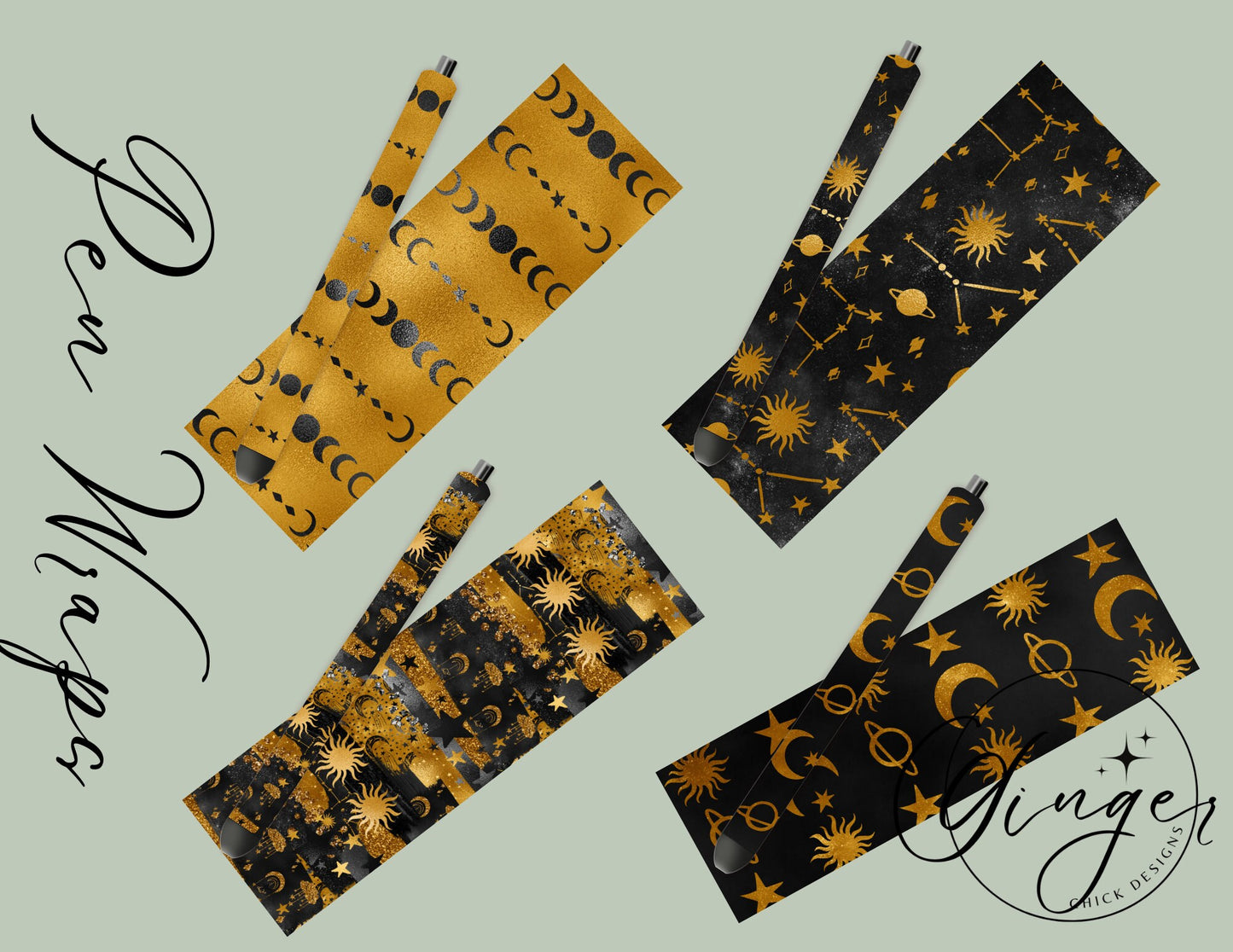 Pen Wraps | Pen skins | Celestial | 4 designs | PNG/JPEG