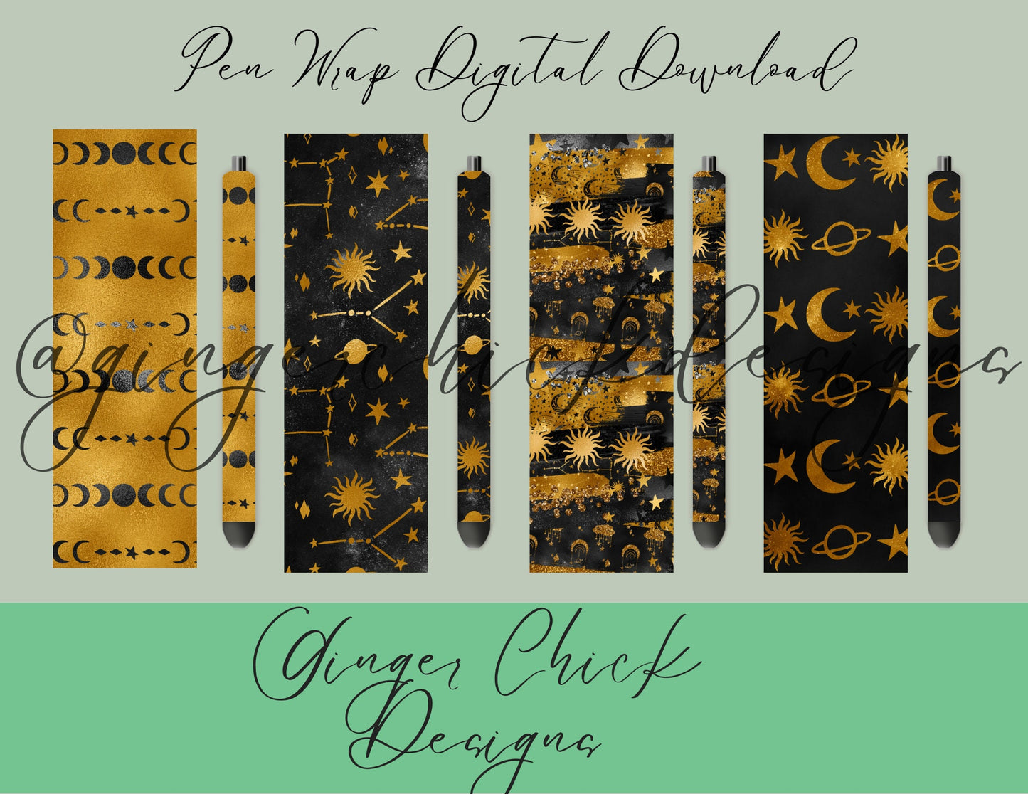 Pen Wraps | Pen skins | Celestial | 4 designs | PNG/JPEG