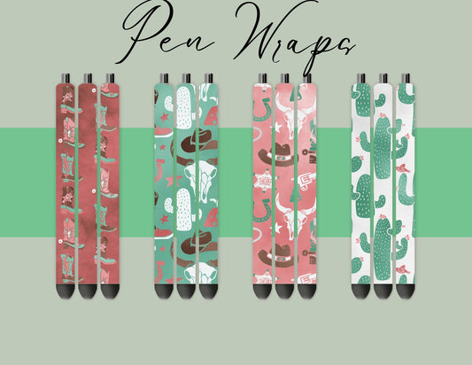 Pen Wraps | Pen skins | Cowgirl print | 4 designs | PNG/JPEG