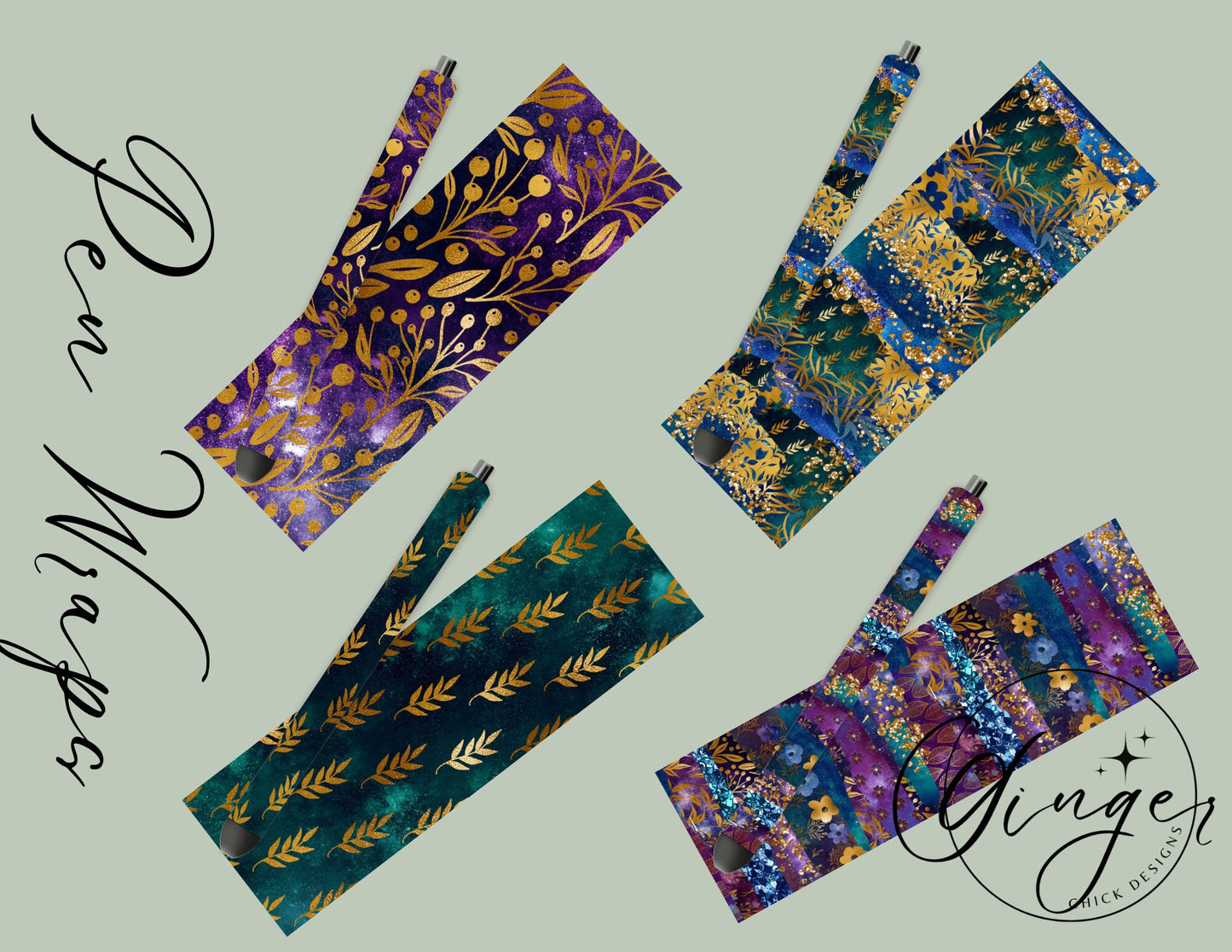 Pen Wraps | Pen skins | Galaxy Floral | 4 designs | PNG/JPEG