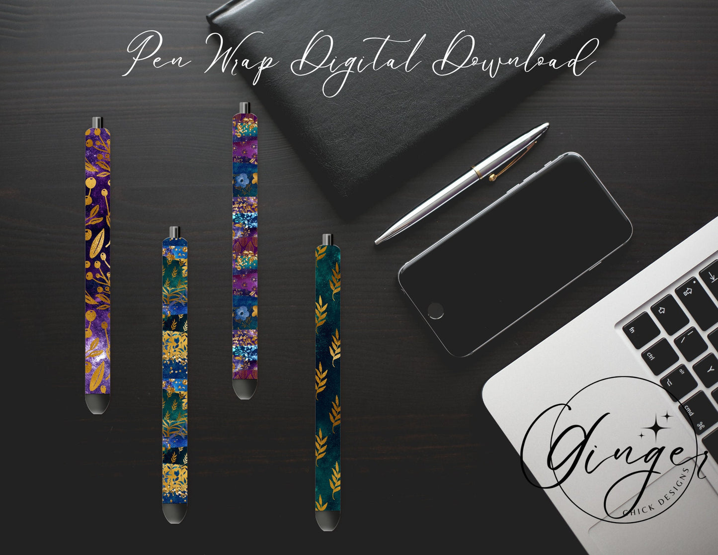 Pen Wraps | Pen skins | Galaxy Floral | 4 designs | PNG/JPEG