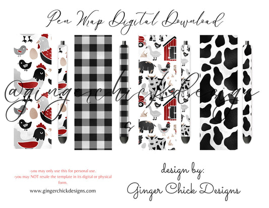 Pen Wraps | Pen skins | Farming | 4 designs | PNG/JPEG