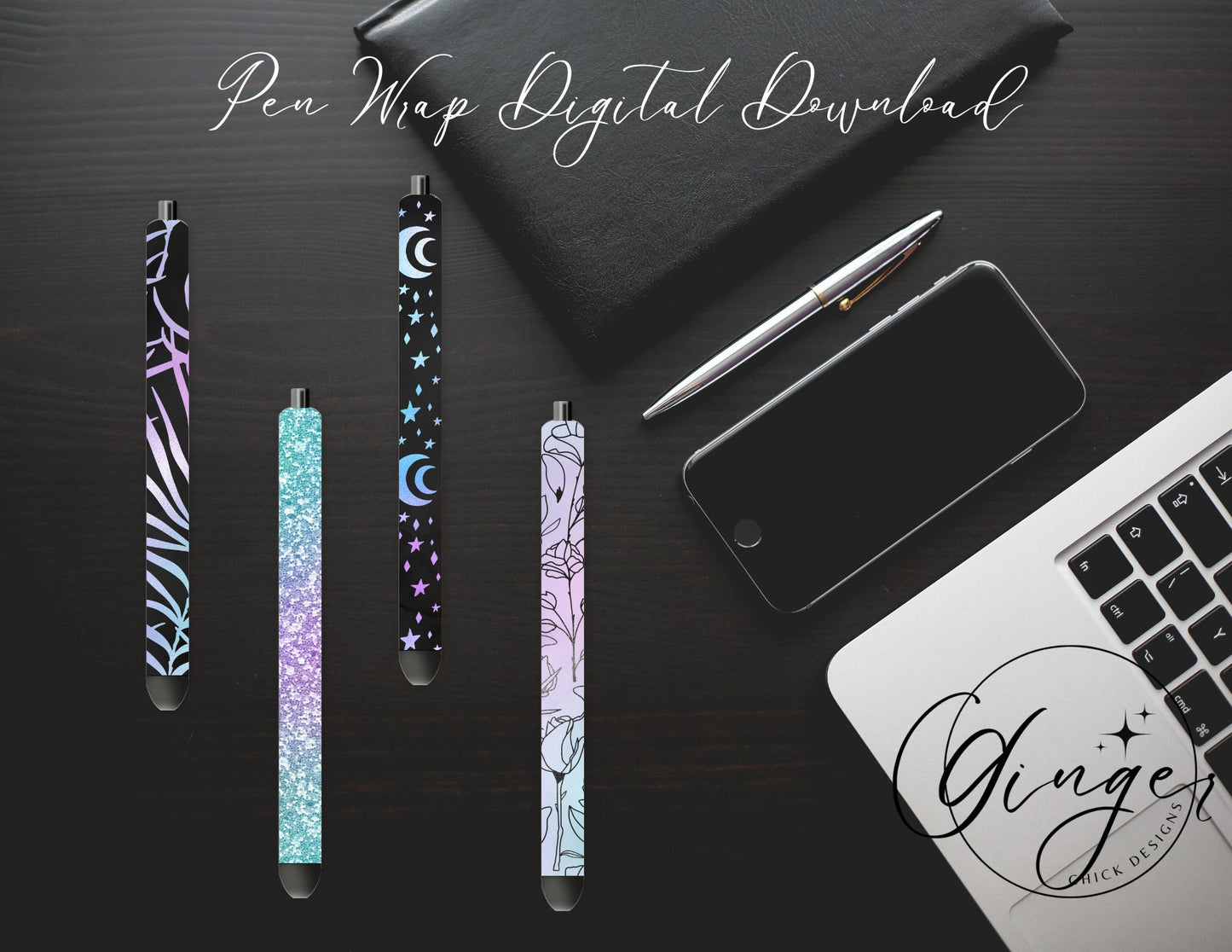 Pen Wraps | Pen skins | Holographic | 4 designs | PNG/JPEG