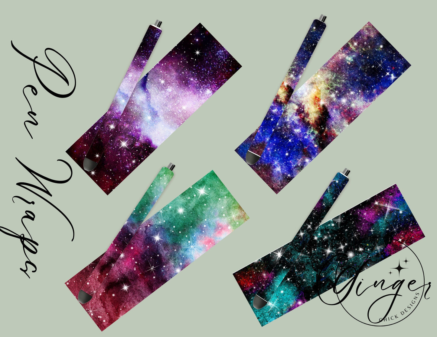 Pen Wraps | Pen skins | Galaxy print | 4 designs | PNG/JPEG