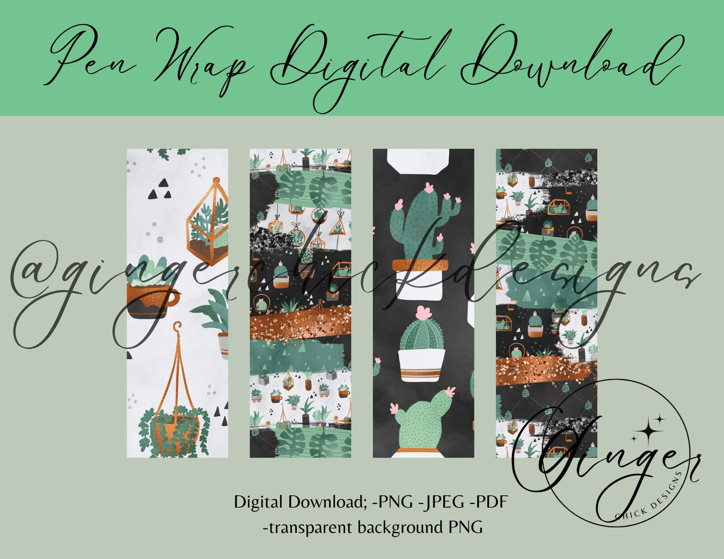 Pen Wraps | Pen skins | Plant Lover | 4 designs | PNG/JPEG
