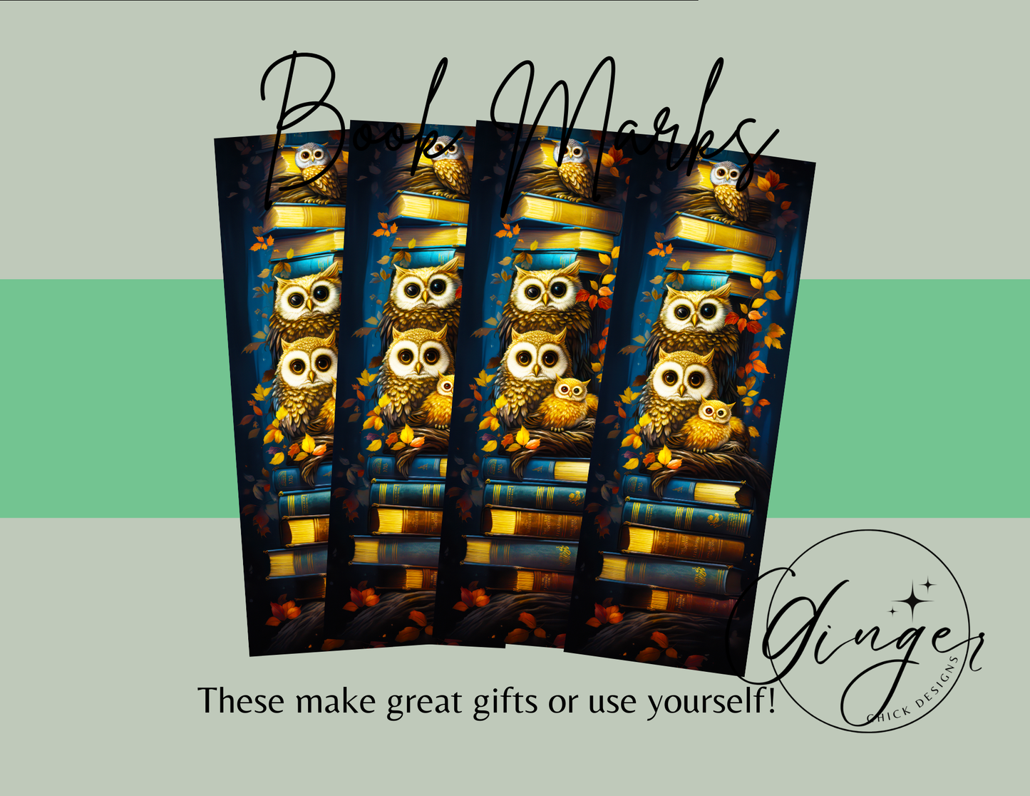 Owls on a Bookshelf Bookmark