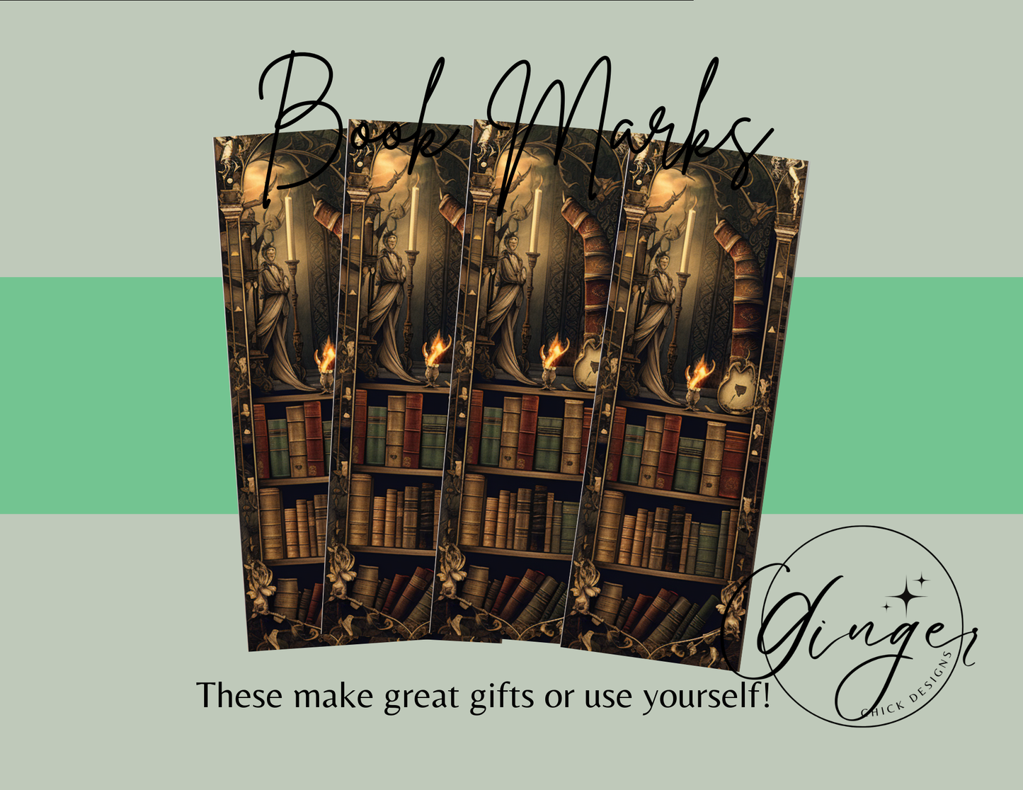Goth Library & Candle Bookmark