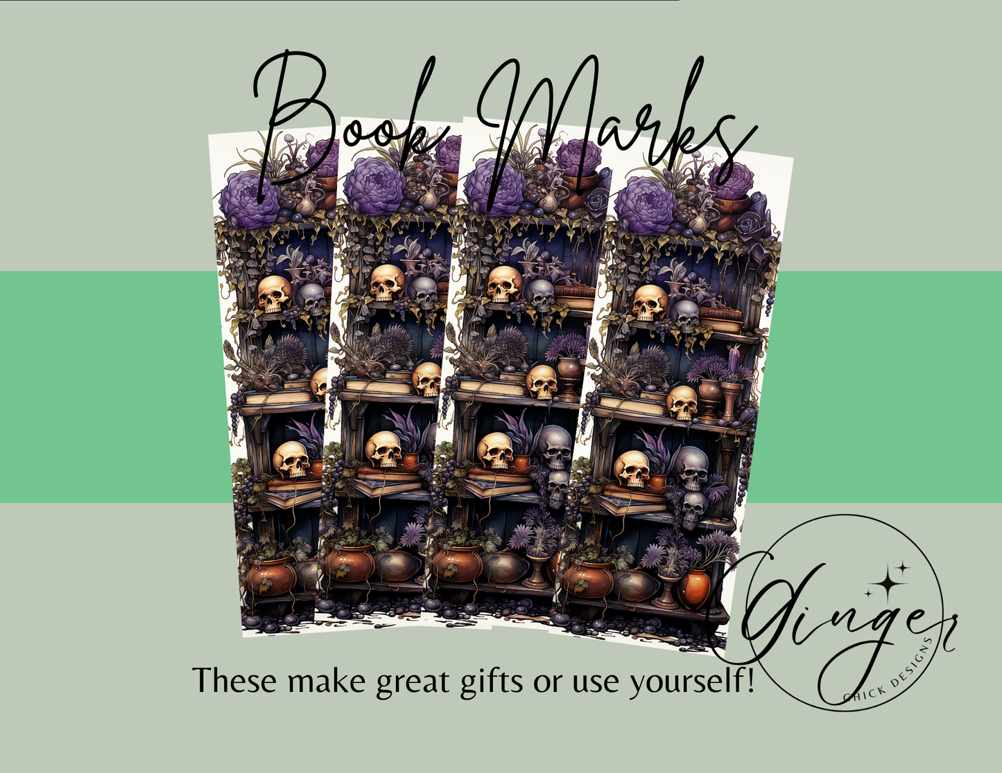 Skull Bookshelf Sublimation Bookmark